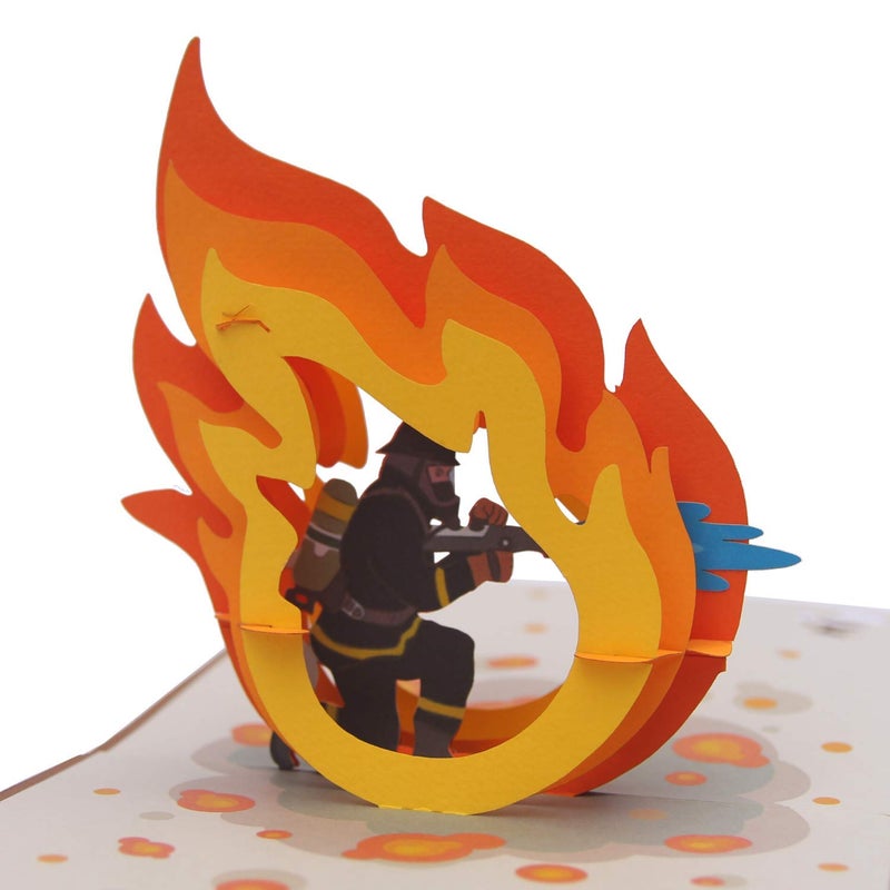 CUTE POPUP Firefighter Pop Up Card 3D Graduation Card for him, Boyfriend, Husband, Firefighter on any Occasions - Image 1